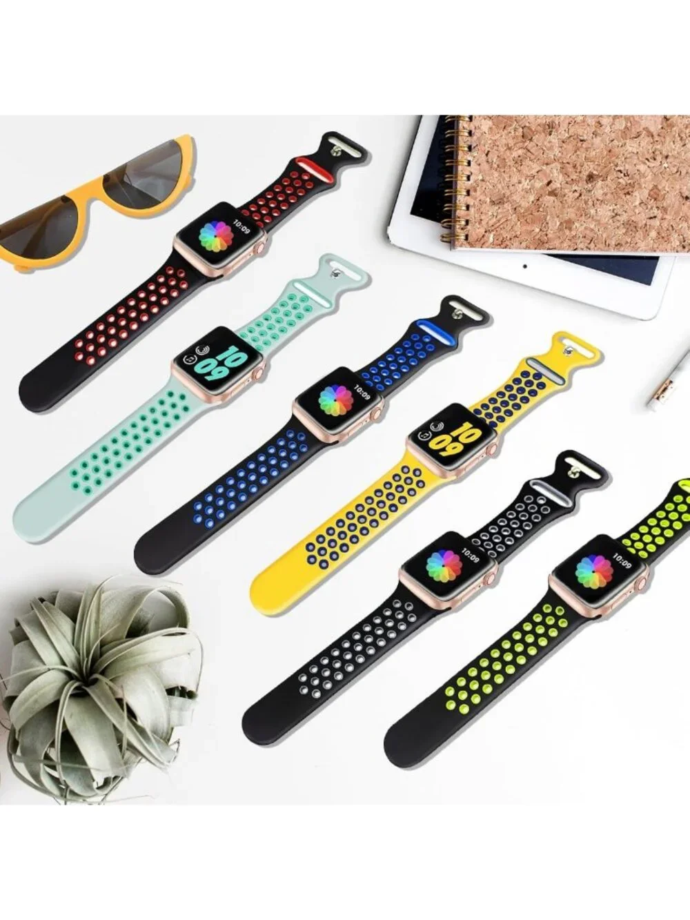 Breathable Sport Replacement Watch Bands for 38mm-49mm iWatch, 12-Pack for Men